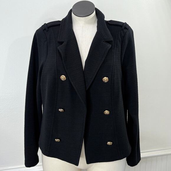 Torrid Plus Size 3X Textured Crop Military Jacket Blazer Black Gold Steampunk - Picture 1 of 10